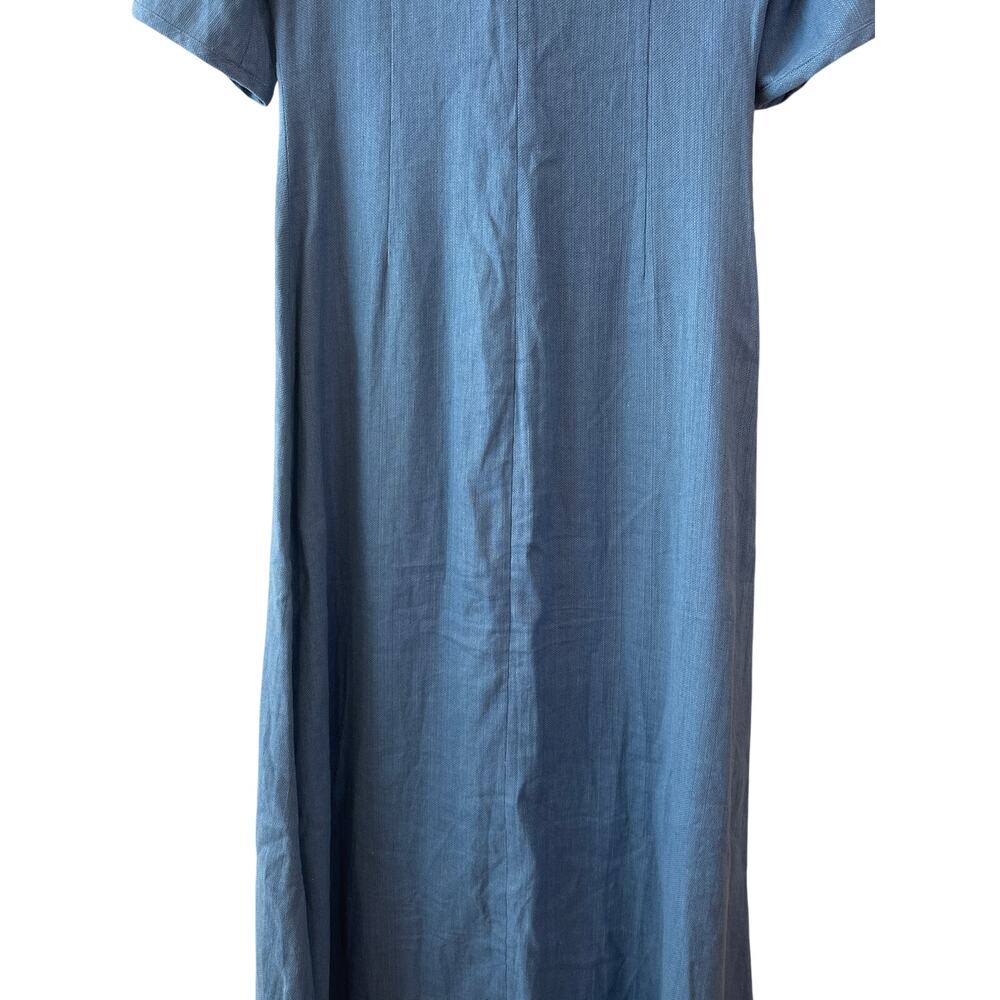 Alexis Jameela Shell Blue Linen Maxi Dress Tie Front Button Size L - Picture 15 of 16